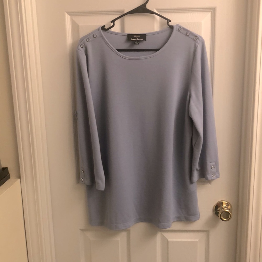 Dennis Basso Boat Neck Knit 3/4 Sleeve Top L New
